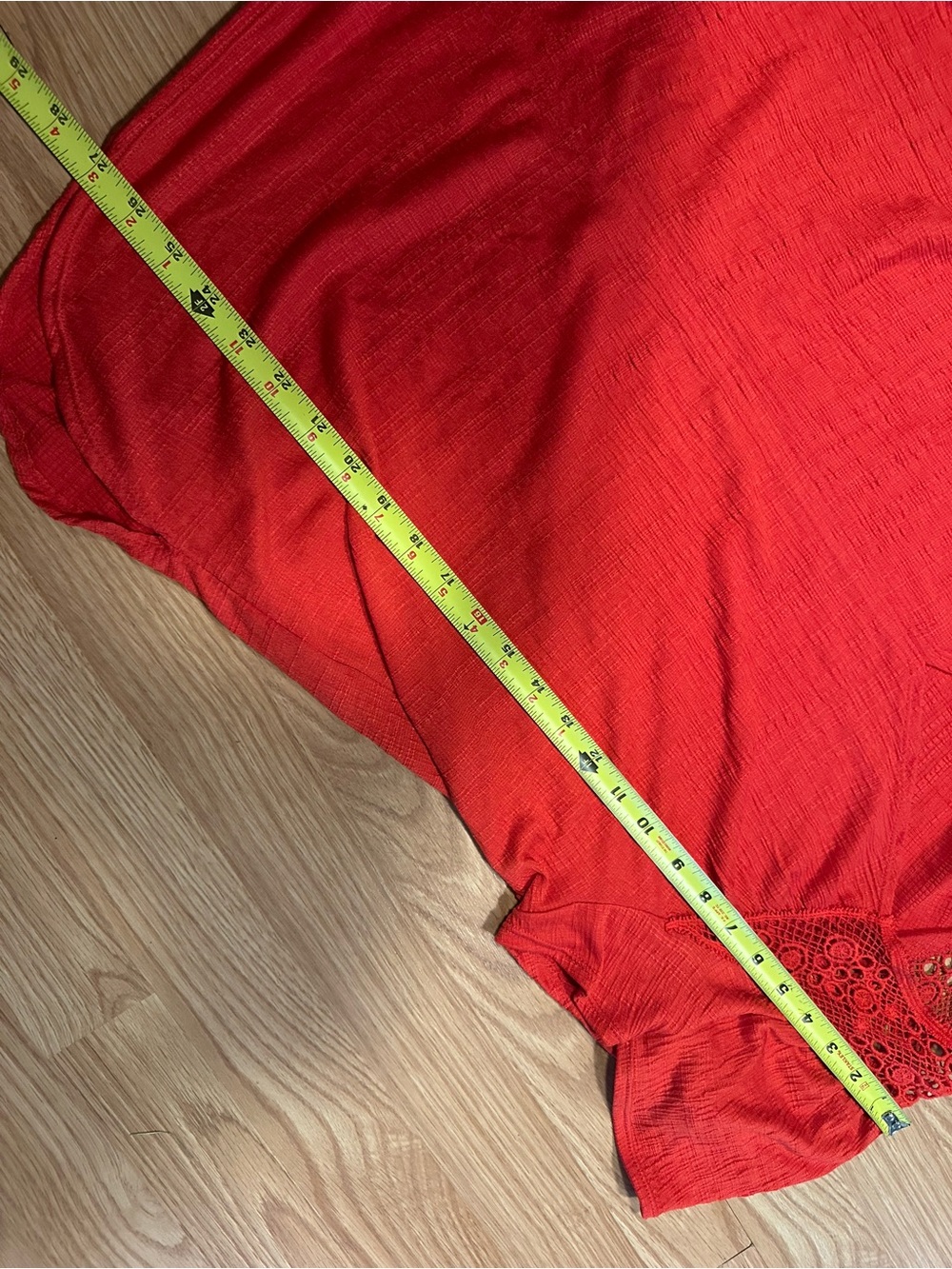 XL Orange flowy boho Eyelit short sleeve shirt casual relaxed - Picture 5 of 9